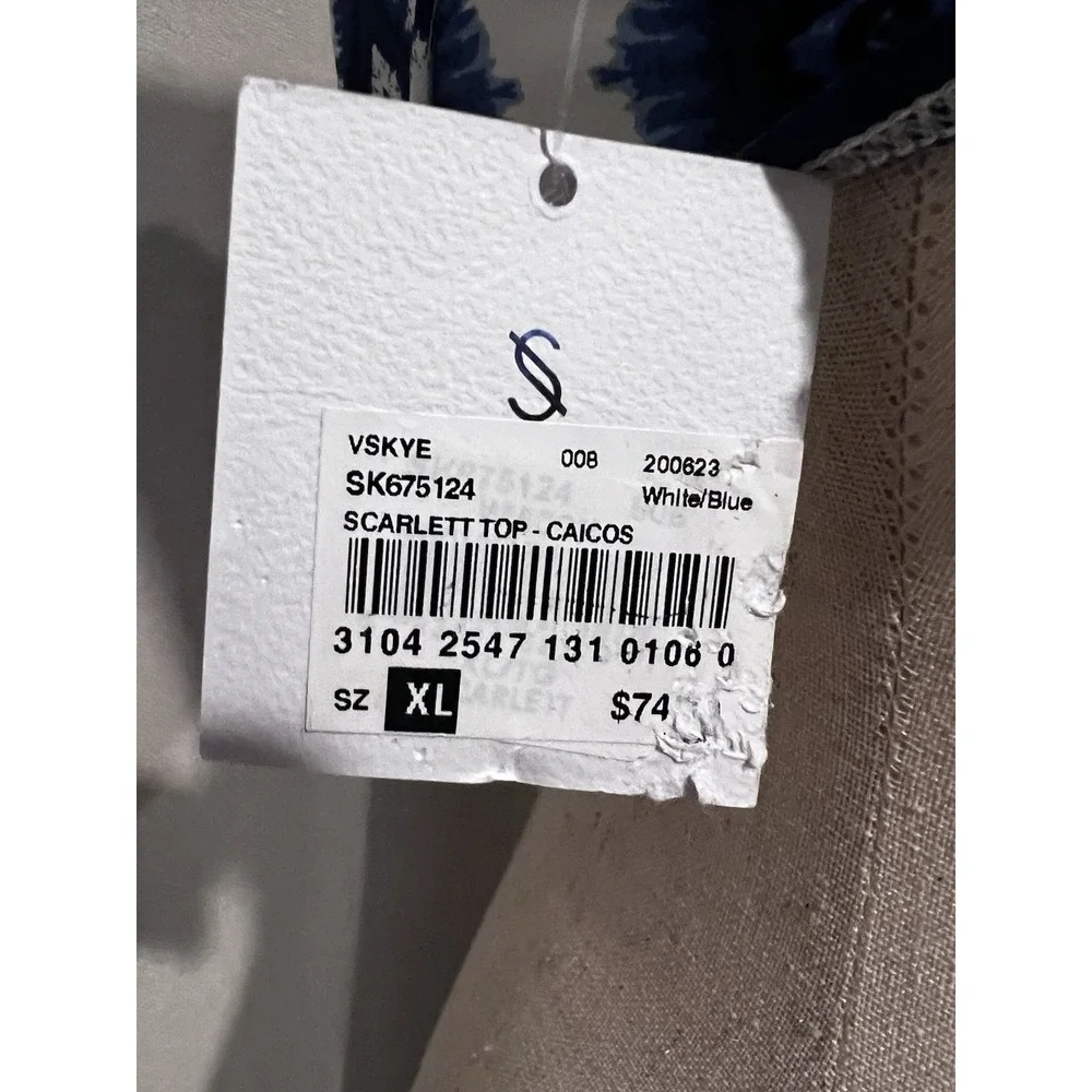 Skye Baithing Suit Scarlett Top NWT Msrp $74 Blue‎ And White Size Xl